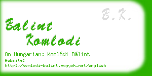 balint komlodi business card